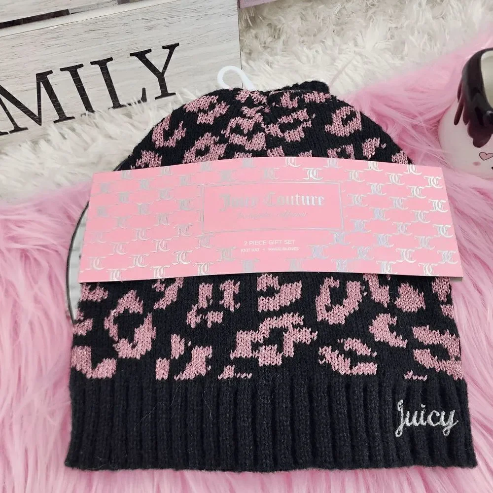 NWT {Juicy Couture} 2 Pieces Gift Set Knit Hat and Magic Gloves NWT